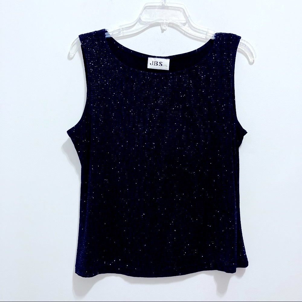 J.B.S. Women’s Black Sleeveless Stretchy Formal Lurex Top